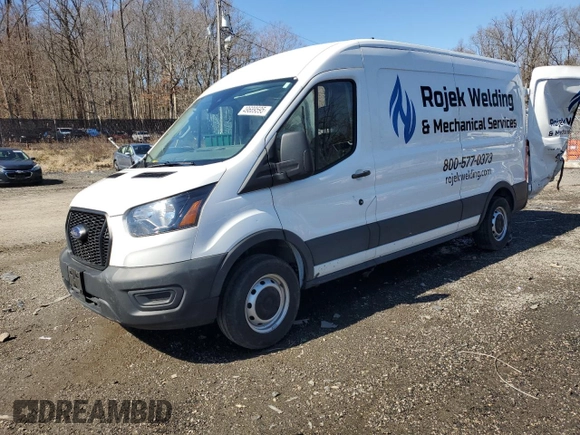 2023 Ford Transit Cargo with VIN 1FTBR1C88PKB19760, listed as a Copart auction lot 49689595 with 40,928 mi miles and Salvage Title. Bid and sale history available at DreamBid. Image 1.