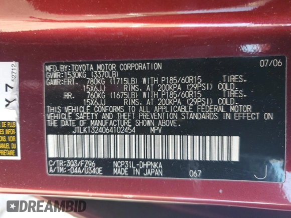 2006 Scion xB with VIN JTLKT324064102454, listed as a Copart auction lot 52393035 with 84,821 mi miles and Salvage Title. Bid and sale history available at carsss.com. Image 15.