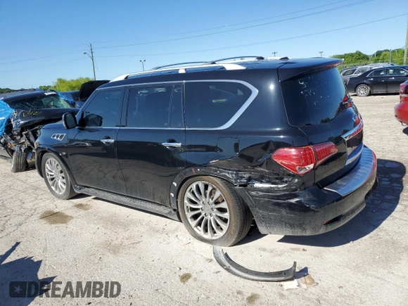 2015 Infiniti QX80 with VIN JN8AZ2NE9F9084032, listed as a Copart auction lot 56218324 with 146,152 mi miles and Salvage Title. Bid and sale history available at carsss.com. Image 2.
