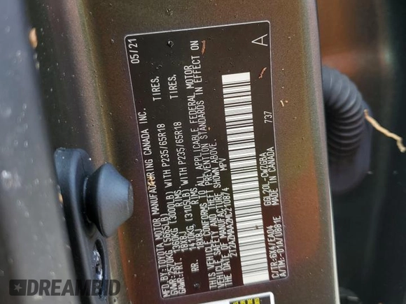 2021 Lexus RX 350 with VIN 2T2AZMAA2MC210874, listed as a Copart auction lot 76961874 with Not provided miles and Non repairable. Bid and sale history available at DreamBid. Image 13.