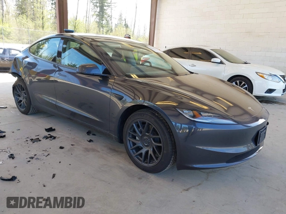 2025 Tesla Model 3 Long Range with VIN 5YJ3E1EA1SF923548, listed as a IAAI auction lot 42046257 with 3,979 mi miles and . Bid and sale history available at carsss.com. Image 1.