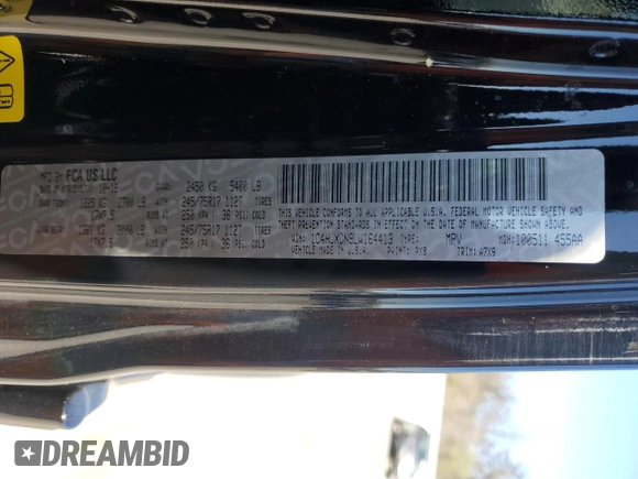 2020 Jeep Wrangler Unlimited Sport S with VIN 1C4HJXDN9LW164413, listed as a Copart auction lot 55100385 with 63,816 mi miles and Salvage title. Bid and sale history available at DreamBid. Image 13.