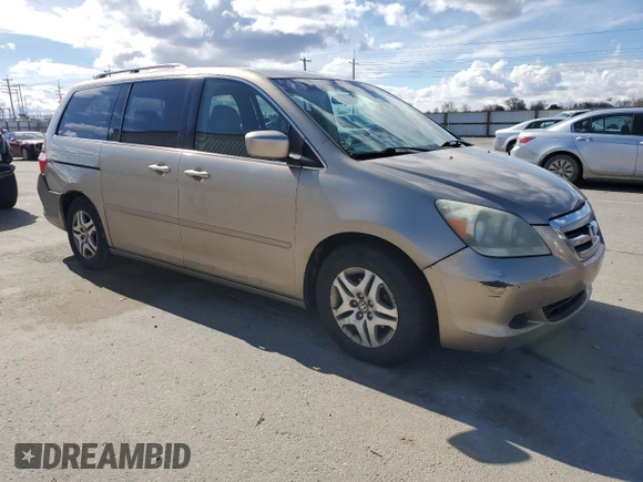 2005 Honda Odyssey EX with VIN 5FNRL38495B400655, listed as a Copart auction lot 49231485 with 0 mi miles and Salvage Title. Bid and sale history available at carsss.com. Image 4.