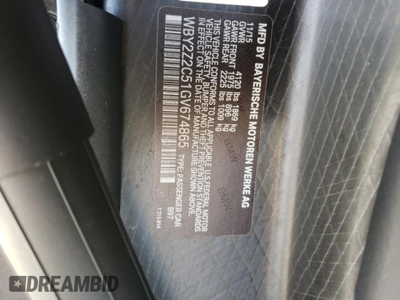 2016 BMW i8 z VIN WBY2Z2C51GV674865, wystawiony jako Copart lot #40417413 z przebiegiem 59 325 mil mil oraz . Historia ofert i sprzedaży dostępna na DreamBid. Obrazek 12.