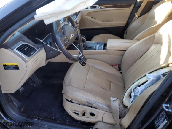 2015 Hyundai Genesis 3.8L with VIN KMHGN4JE9FU018981, listed as a Copart auction lot 87797085 with 0 mi miles and Salvage Title. Bid and sale history available at carsss.com. Image 7.