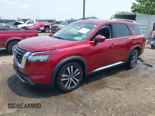 2023 Nissan Pathfinder Platinum with VIN 5N1DR3DJXPC234002, listed as a IAAI auction lot 42480807 with 21,477 mi miles and . Bid and sale history available at DreamBid. Image 17.