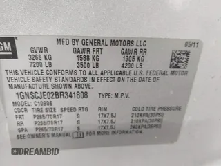2011 Chevrolet Suburban LT с VIN 1GNSCJE02BR341808, выставлен на аукционе IAAI как лот 42394173 с пробегом 192 172 миль миль и . История ставок и продаж доступна на DreamBid. Изображение 9.