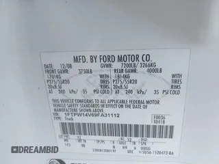 2009 Ford F-150 XL z VIN 1FTPW14V69FA31112, wystawiony jako IAAI lot #42140682 z przebiegiem 263 736 mil mil oraz . Historia ofert i sprzedaży dostępna na DreamBid. Obrazek 9.
