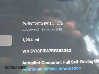 2024 Tesla Model 3 with VIN 5YJ3E1EA7RF863382, listed as a IAAI auction lot 41780246 with 1,294 mi miles and . Bid and sale history available at DreamBid. Image 7.