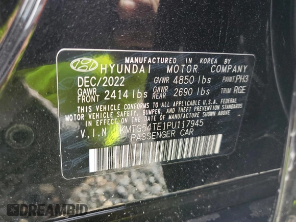 2023 Genesis G70 3.3T with VIN KMTG54TE1PU117945, listed as a Copart auction lot 63281494 with 10,532 mi miles and Non Repairable. Bid and sale history available at carsss.com. Image 13.
