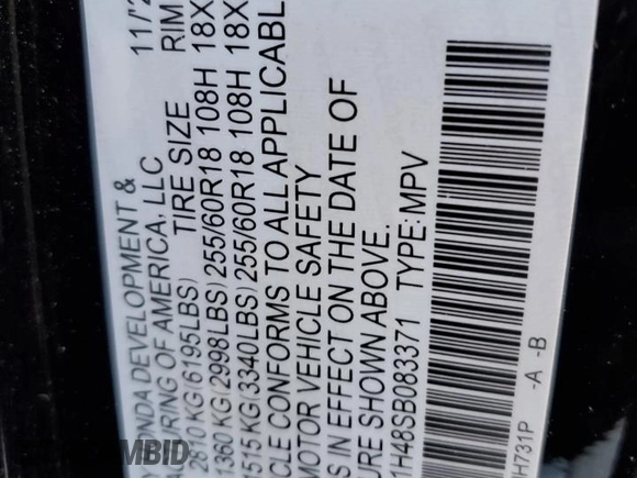 2025 Honda Pilot EX-L z VIN 5FNYG1H48SB083371, wystawiony jako Copart lot #49948825 z przebiegiem 4 772 mil mil oraz Szkoda całkowita • Salvage title. Historia ofert i sprzedaży dostępna na DreamBid. Obrazek 15.