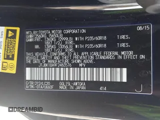 2015 Lexus RX 350 z VIN JTJBK1BA9F2483576, wystawiony jako IAAI lot #42769057 z przebiegiem 185 200 mil mil oraz . Historia ofert i sprzedaży dostępna na DreamBid. Obrazek 9.