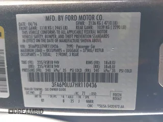 2017 Ford Fusion Hybrid SE с VIN 3FA6P0LU7HR110436, выставлен на аукционе IAAI как лот 42669395 с пробегом 104 472 миль миль и . История ставок и продаж доступна на DreamBid. Изображение 9.