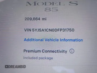 2013 Tesla Model S с VIN 5YJSA1CN0DFP31750, выставлен на аукционе IAAI как лот 41911343 с пробегом 209 664 миль миль и . История ставок и продаж доступна на DreamBid. Изображение 16.