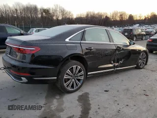 2023 Audi A8 with VIN WAULDAF8XPN002207, listed as a Copart auction lot 84796454 with 25,632 mi miles and Salvage Title. Bid and sale history available at carsss.com. Image 3.