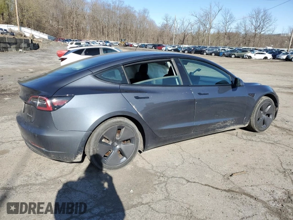 2021 Tesla Model 3 Long Range with VIN 5YJ3E1EB0MF055540, listed as a Copart auction lot 52463345 with 59,206 mi miles and Salvage Title. Bid and sale history available at DreamBid. Image 3.