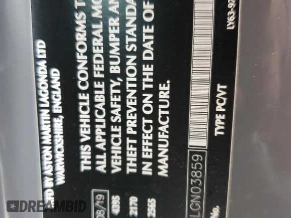 2020 Aston Martin Vantage z VIN SCFSMGAW6LGN03859, wystawiony jako Copart lot #52294204 z przebiegiem 47 486 mil mil oraz Szkoda całkowita • Salvage title. Historia ofert i sprzedaży dostępna na DreamBid. Obrazek 16.