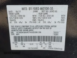 2017 Ford Police Interceptor Utility с VIN 1FM5K8AR7HGD58139, выставлен на аукционе IAAI как лот 42517057 с пробегом 91 537 миль миль и . История ставок и продаж доступна на DreamBid. Изображение 9.