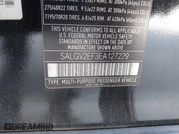 2014 Land Rover Range Rover Autobiography with VIN SALGV2EF3EA127229, listed as a IAAI auction lot 41336027 with 108,081 mi miles and . Bid and sale history available at DreamBid. Image 9.