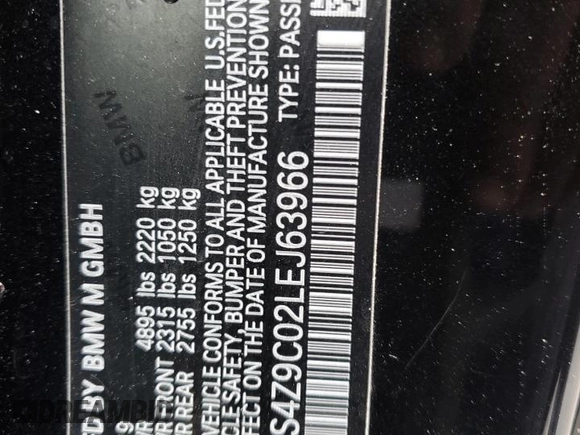 2020 BMW M4 with VIN WBS4Z9C02LEJ63966, listed as a Copart auction lot 43931033 with 21,079 mi miles. Bid and sale history available at carsss.com. Image 14.