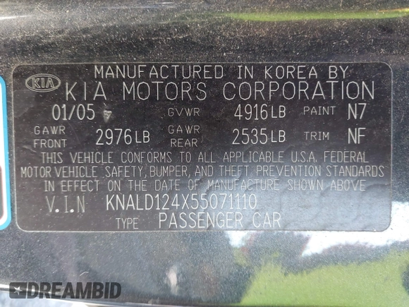 2005 Kia Amanti z VIN KNALD124X55071110, wystawiony jako IAAI lot #41716087 z przebiegiem 163 854 mil mil oraz . Historia ofert i sprzedaży dostępna na DreamBid. Obrazek 9.