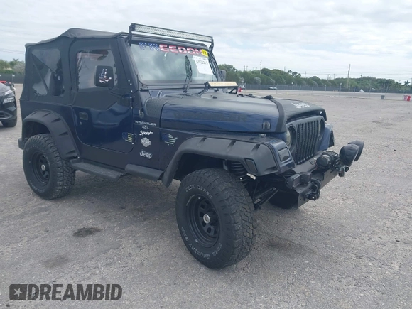 1997 Jeep Wrangler Sport with VIN 1J4FY19S2VP481780, listed as a IAAI auction lot 41822213 with 156,629 mi miles. Bid and sale history available at carsss.com. Image 1.