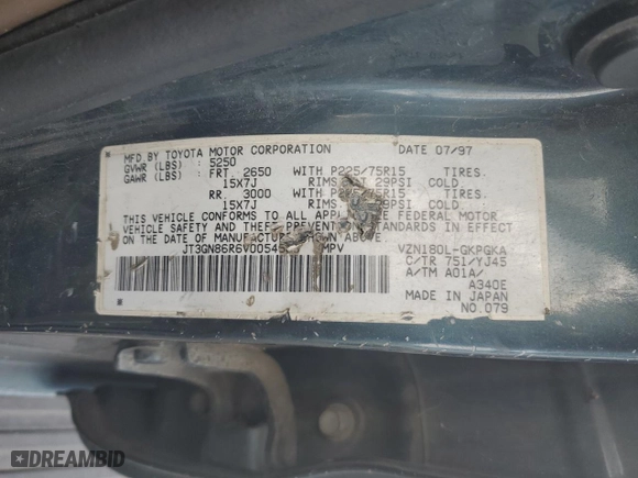 1997 Toyota 4Runner SR5 with VIN JT3GN86R6V0054533, listed as a Copart auction lot 44819475 with 143,298 mi miles and Salvage Title. Bid and sale history available at carsss.com. Image 13.