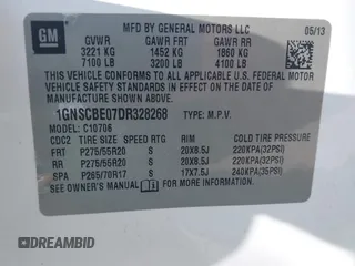2013 Chevrolet Tahoe LT с VIN 1GNSCBE07DR328268, выставлен на аукционе IAAI как лот 42696221 с пробегом 149 785 миль миль и . История ставок и продаж доступна на DreamBid. Изображение 9.