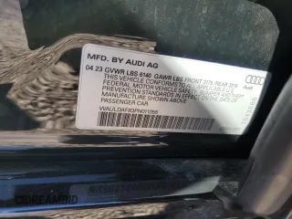 2023 Audi A8 with VIN WAULDAF83PN011055, listed as a Copart auction lot 80932444 with 9,734 mi miles and Salvage Title. Bid and sale history available at carsss.com. Image 12.