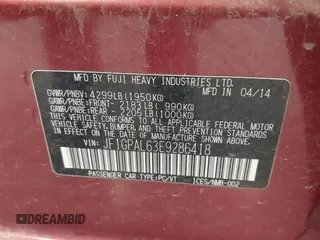 2014 Subaru Impreza Special Sports Premium с VIN JF1GPAL63E9286418, выставлен на аукционе IAAI как лот 42466371 с пробегом 66 621 миль миль и . История ставок и продаж доступна на DreamBid. Изображение 9.