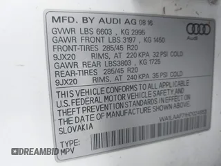2017 Audi Q7 Premium Plus with VIN WA1LAAF71HD024553, listed as a IAAI auction lot 42165924 with Not provided miles and . Bid and sale history available at DreamBid. Image 9.