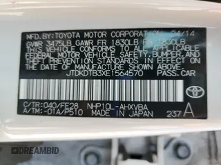 2014 Toyota Prius One with VIN JTDKDTB3XE1564570, listed as a Copart auction lot 55729525 with 141,473 mi miles and Clean Title. Bid and sale history available at DreamBid. Image 12.