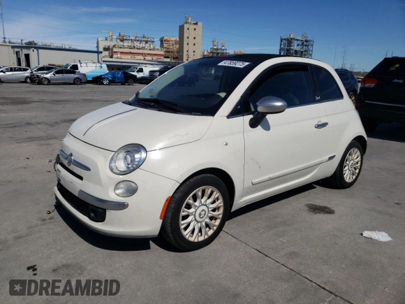 2012 FIAT 500 Gucci with VIN 3C3CFFER4CT271886, listed as a Copart auction lot 47859275 with 104,608 mi miles and Salvage Title. Bid and sale history available at carsss.com. Image 1.