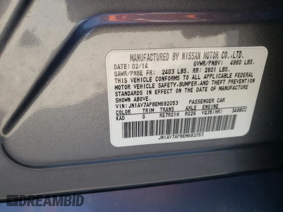 2014 Infiniti Q50 Hybrid Sport with VIN JN1AV7AP8EM692053, listed as a Copart auction lot 48013455 with 81,396 mi miles and Salvage Title. Bid and sale history available at carsss.com. Image 12.