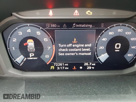 2019 Audi Q3 Premium with VIN WA1AECF38K1075626, listed as a Copart auction lot 38745543 with 72,261 mi miles. Bid and sale history available at carsss.com. Image 9.