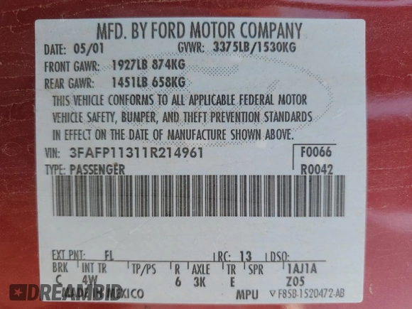 2001 Ford Escort ZX2 with VIN 3FAFP11311R214961, listed as a Copart auction lot 50887485 with 119,221 mi miles and Salvage Title. Bid and sale history available at carsss.com. Image 15.