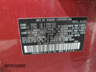 2024 Subaru Outback Touring XT z VIN 4S4BTGPD7R3224259, wystawiony jako Copart lot #61653635 z przebiegiem 14 515 mil mil oraz Szkoda całkowita • Salvage title. Historia ofert i sprzedaży dostępna na DreamBid. Obrazek 14.