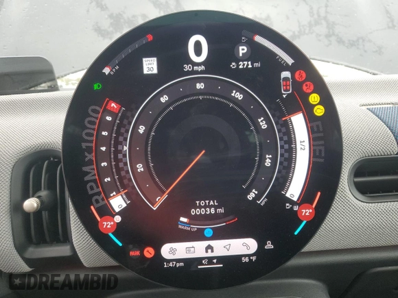 2025 MINI Hardtop Cooper S with VIN WMW23GD0XS2W26775, listed as a Copart auction lot 52383765 with 36 mi miles and Salvage Title. Bid and sale history available at DreamBid. Image 9.