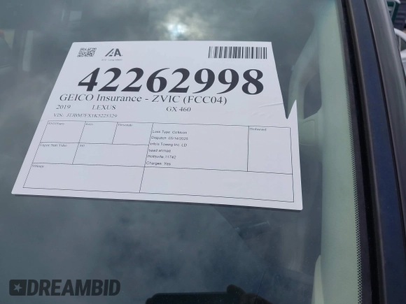 2019 Lexus GX 460 z VIN JTJBM7FX1K5225329, wystawiony jako IAAI lot #42262998 z przebiegiem 76 513 mil mil oraz . Historia ofert i sprzedaży dostępna na DreamBid. Obrazek 20.