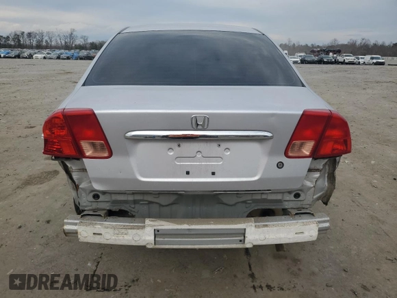 2001 Honda Civic EX with VIN 1HGES26711L037303, listed as a Copart auction lot 47243545 with 103,292 mi miles and Salvage Title. Bid and sale history available at DreamBid. Image 6.