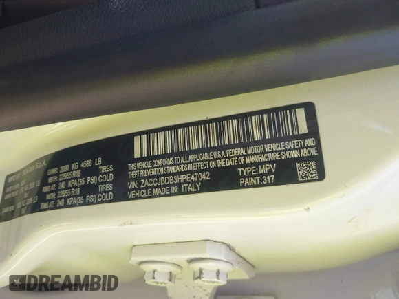 2017 Jeep Renegade Limited with VIN ZACCJBDB3HPE47042, listed as a IAAI auction lot 42117357 with 139,686 mi miles and . Bid and sale history available at DreamBid. Image 9.