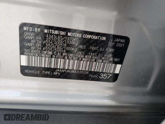 2021 Mitsubishi Outlander ES z VIN JA4APUAU8MU035256, wystawiony jako Copart lot #78370014 z przebiegiem Nie podano mil oraz Szkoda całkowita • Salvage title. Historia ofert i sprzedaży dostępna na DreamBid. Obrazek 13.