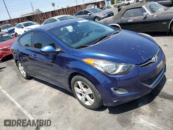 2013 Hyundai Elantra GLS with VIN KMHDH4AE7DU487588, listed as a Copart auction lot 62098015 with 106,046 mi miles and Salvage title. Bid and sale history available at DreamBid. Image 4.