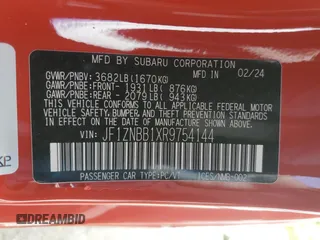2024 Toyota 86 with VIN JF1ZNBB1XR9754144, listed as a Copart auction lot 48593365 with 5,057 mi miles and Salvage Title. Bid and sale history available at DreamBid. Image 13.