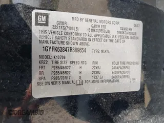 2007 Cadillac Escalade z VIN 1GYFK63847R389654, wystawiony jako IAAI lot #42137858 z przebiegiem 173 561 mil mil oraz . Historia ofert i sprzedaży dostępna na DreamBid. Obrazek 9.