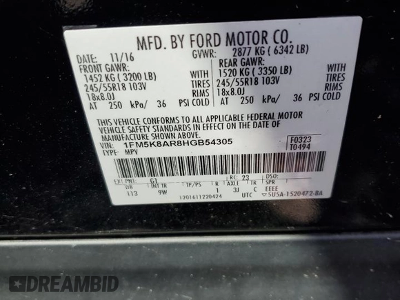 2017 Ford Police Interceptor Utility z VIN 1FM5K8AR8HGB54305, wystawiony jako Copart lot #54392105 z przebiegiem 172 978 mil mil oraz Szkoda całkowita • Salvage title. Historia ofert i sprzedaży dostępna na DreamBid. Obrazek 13.