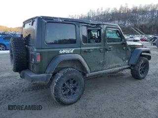 2021 Jeep Wrangler Unlimited Willys Sport with VIN 1C4HJXDG1MW737422, listed as a Copart auction lot 42213845 with 77,363 mi miles and Salvage title. Bid and sale history available at DreamBid. Image 3.