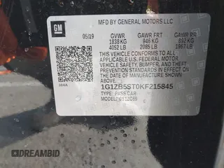 2019 Chevrolet Malibu LS with VIN 1G1ZB5ST0KF215845, listed as a IAAI auction lot 41769675 with 81,912 mi miles and . Bid and sale history available at DreamBid. Image 9.