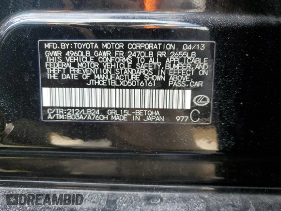 2013 Lexus GS 350 with VIN JTHCE1BLXD5016161, listed as a Copart auction lot 64255194 with 137,225 mi miles and Salvage Title. Bid and sale history available at carsss.com. Image 12.