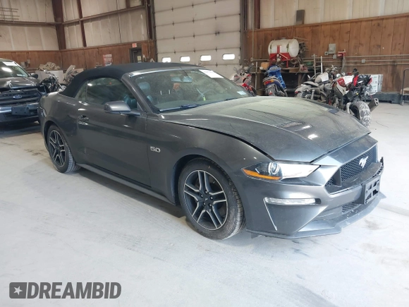 2019 Ford Mustang GT Premium with VIN 1FATP8FF4K5171686, listed as a IAAI auction lot 42073812 with 128,768 mi miles. Bid and sale history available at carsss.com. Image 1.